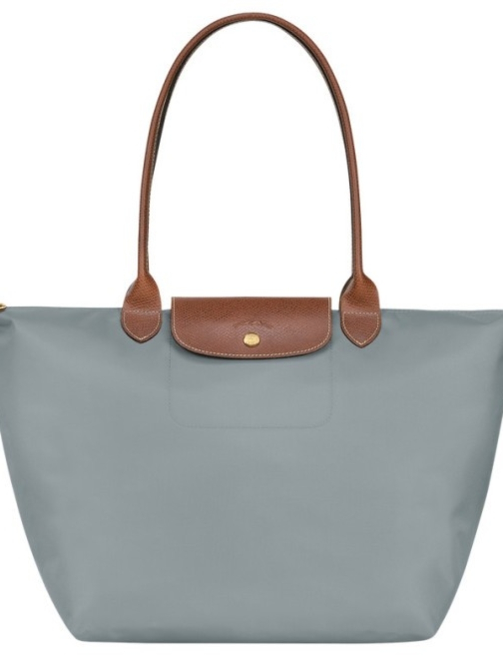 Longchamp Le Pliage Large Tote in Slate Blue with Brown Trim